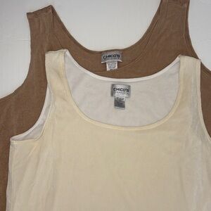 Chico's Travelers Tan and Cream Sleeveless Tops